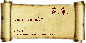 Papp Hannó névjegykártya