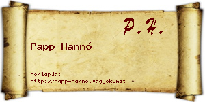 Papp Hannó névjegykártya